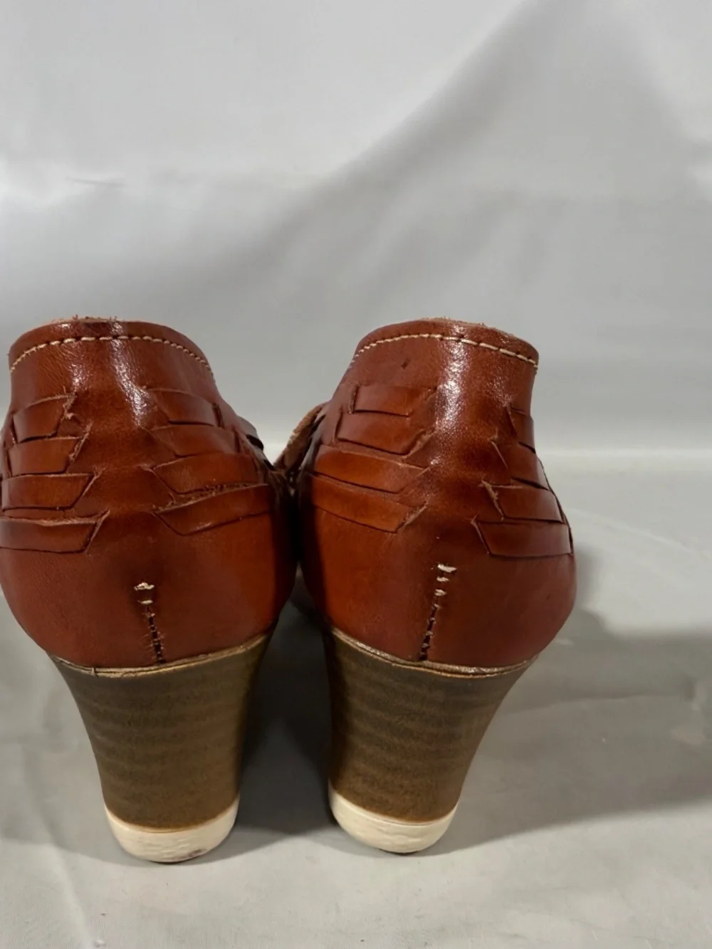 Mexico En La Piel Braided Woven Leather Huarache Wedge Sandals Ankle Womens 8